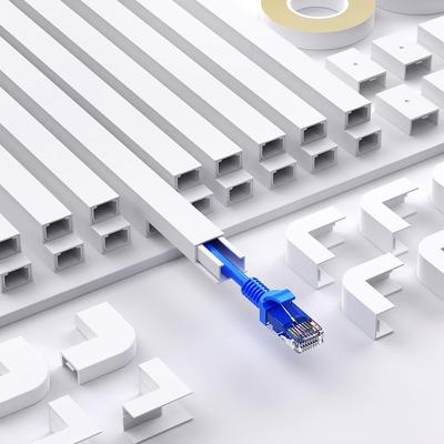 TEMU 282.6in Cord Hider Kit, Paintable Pvc Cable , Wall Mountable Wire Cover, Concealer For 2 Small Cords, Home Office Cable Management, 18 X L15.7in W0.59in H0.4in, Plastic Material Image