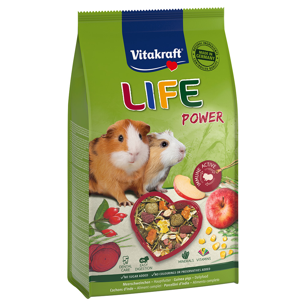 Lot : 5 x 600 g Vitakraft Life Power pour cochons d’Inde, aliment complet