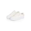 Plateausneaker TOMMY HILFIGER "ESSENTIAL VULC TEXTILE SNEAKER", Damen, Gr. 42, beige (ecru), Textil, sportlich, Schuhe, Freizeitschuh, Halbschuh, Schnürschuh mit goldfarbenen Details