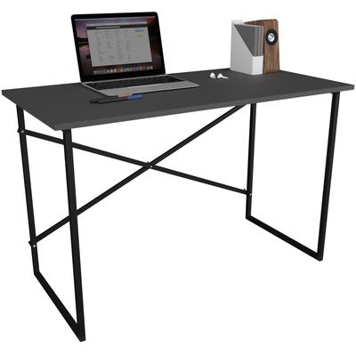 Schreibtisch VCM "VCM Holz Metall Schreibtisch Computertisch Arbeitstisch Bürotisch Büro Industrie Styl Insasi" Gr. 90, grau (anthrazit), B:90cm H:75cm T:50cm, Tische Image
