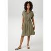 Sommerkleid ANISTON CASUAL, Damen, Gr. 48, N-Gr, grün (khaki), Cru00eape, Web, Obermaterial: 100% Polyester, unifarben, Strukturmuster, casual, figurumspielend knieumspielend, Umschlagbund, Kleider, mit Smokbündchen in der Taille