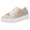 Plateausneaker RIEKER, Damen, Gr. 38, rosa (roségoldfarben, weiß), Lederimitat, metallic, sportlich, Schuhe, Freizeitschuh, Halbschuh, Schnürschuh mit Reißverschluss