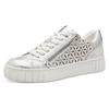 Plateausneaker MARCO TOZZI, Damen, Gr. 37, grau (hellgrau kombiniert), Lederimitat, sportlich, Schuhe, Freizeitschuh, Halbschuh, Schnürschuh mit unterlegtem Lochmuster