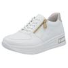 Plateausneaker RIEKER, Damen, Gr. 43, beige (weiß, hellbeige), Lederimitat, sportlich, Schuhe, Halbschuh, Schnürschuh, Freizeitsneaker mit Reißverschluss