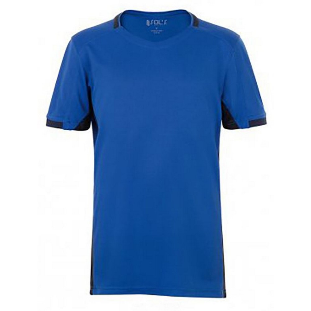SOLS Kinder Classico Kontrast Kurzarm Fußball T-Shirt (Royal Blau/French Marineblau) Image
