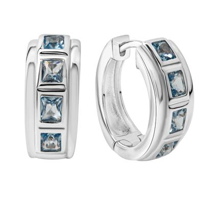 Celesta - Ohrring 925 Silber Blautopas 925/- Sterling Silber Blautopas beh. blau Creolen 1 ct Weiss Damen