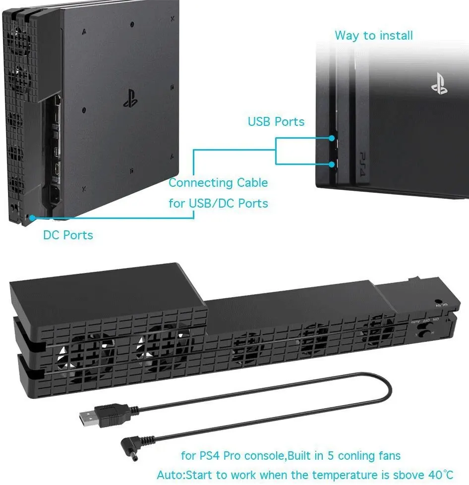 Base Fan Stand For Sony PS4 Pro Slim Game Console Play Station Playstation PS 4 Cooling Support Cooler Accessories Holder Gaming