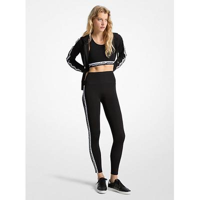 Michael Kors Stretch Knit Logo Tape High-Waisted Leggings Black S