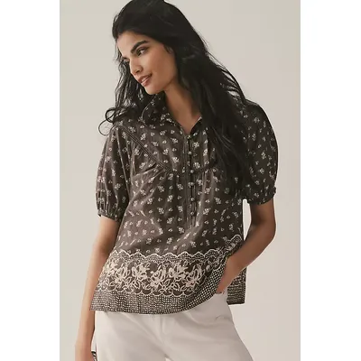 Pilcro Short-Sleeve Popover Blouse