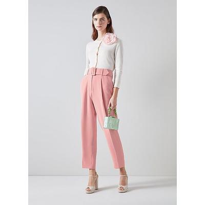 Tabitha Pink Crepe Tapered Cropped Trousers, Rose