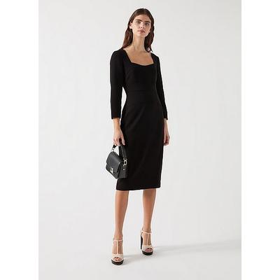 Altyn Black Crepe Shaped Seam Fitted Dress, Black