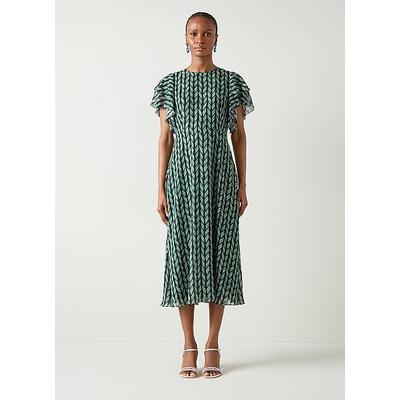 Agnes Print Georgette Dress, Blue