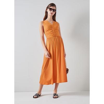 Claud Orange Dress with Cotton and LENZING ECOVERO viscose, Burnt Orange