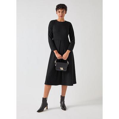 Marim Black Flocked Spot Ponte Jersey Dress, Black