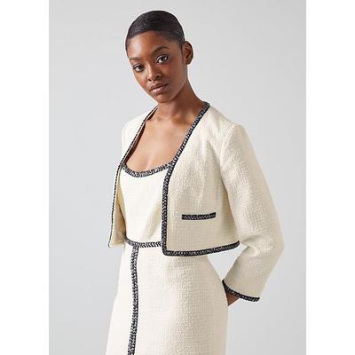 Tara Ivory Recycled Cotton Tweed Jacket, Cream