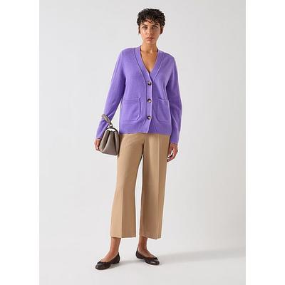 Carine Purple Wool Pocket Detail Wool Cardigan, Lilac