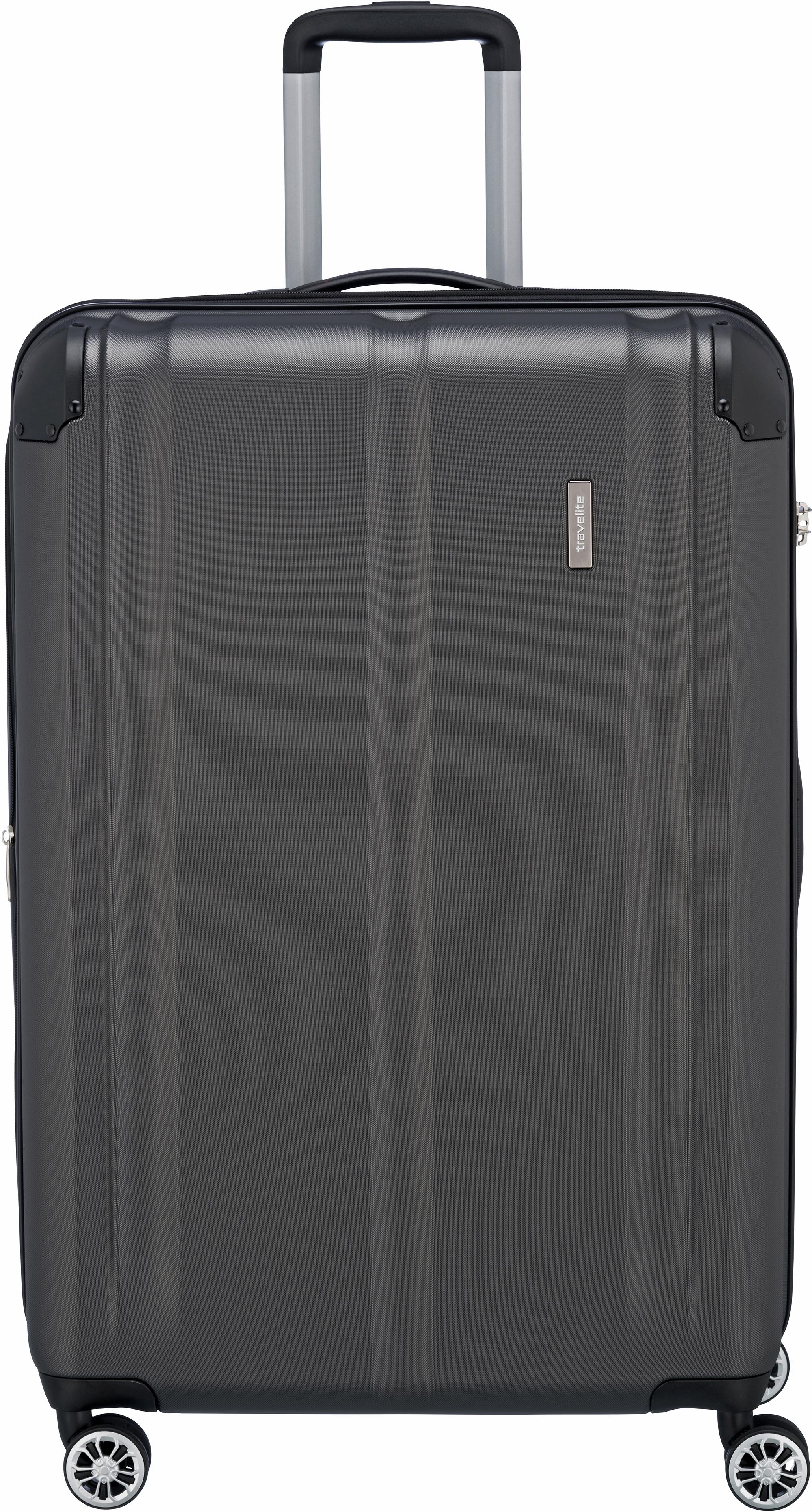 Hartschalen-Trolley TRAVELITE "CITY, verschiedene Größen und Farben", Gr. 113, grau (anthrazit), ABS, matt, unifarben, Basic, Koffer, Reisegepäck Koffer Volumenerweiterung TSA-Schloss Volumenerweiterung Image