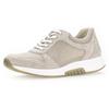 Keilsneaker GABOR ROLLINGSOFT, Damen, Gr. 43, beige (sandfarben), Textil, Ziegenveloursleder, sportlich, Schuhe Sneaker Sneaker low, Freizeitschuh, Halbschuh, Schnürschuh mit OPTIFIT-Wechselfußbett