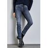 Slim-fit-Jeans STREET ONE "Style YORK", Damen, Gr. 31, Länge 30, blau (mid blau wash), Denim/Jeans, Obermaterial: 78% Baumwolle, 21% Polyester, 1% Elasthan, unifarben, casual, slim fit knöchelfrei, Jeans, im Five-Pocket Style