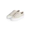 Plateausneaker CALVIN KLEIN JEANS "VULC FLATFORM LOW CV MG", Damen, Gr. 42, beige (natur, weiß), Textil, sportlich, Schuhe, Schnürschuh, Freizeitschuh, Halbschuh mit seitlichem Logo