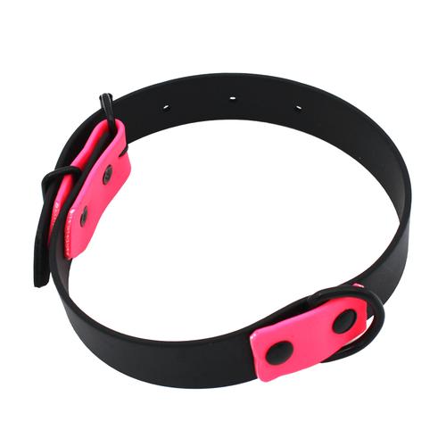 Heim Halsband zweifarbig genietet schwarz/pink 25mm breit, 50cm lang Hund