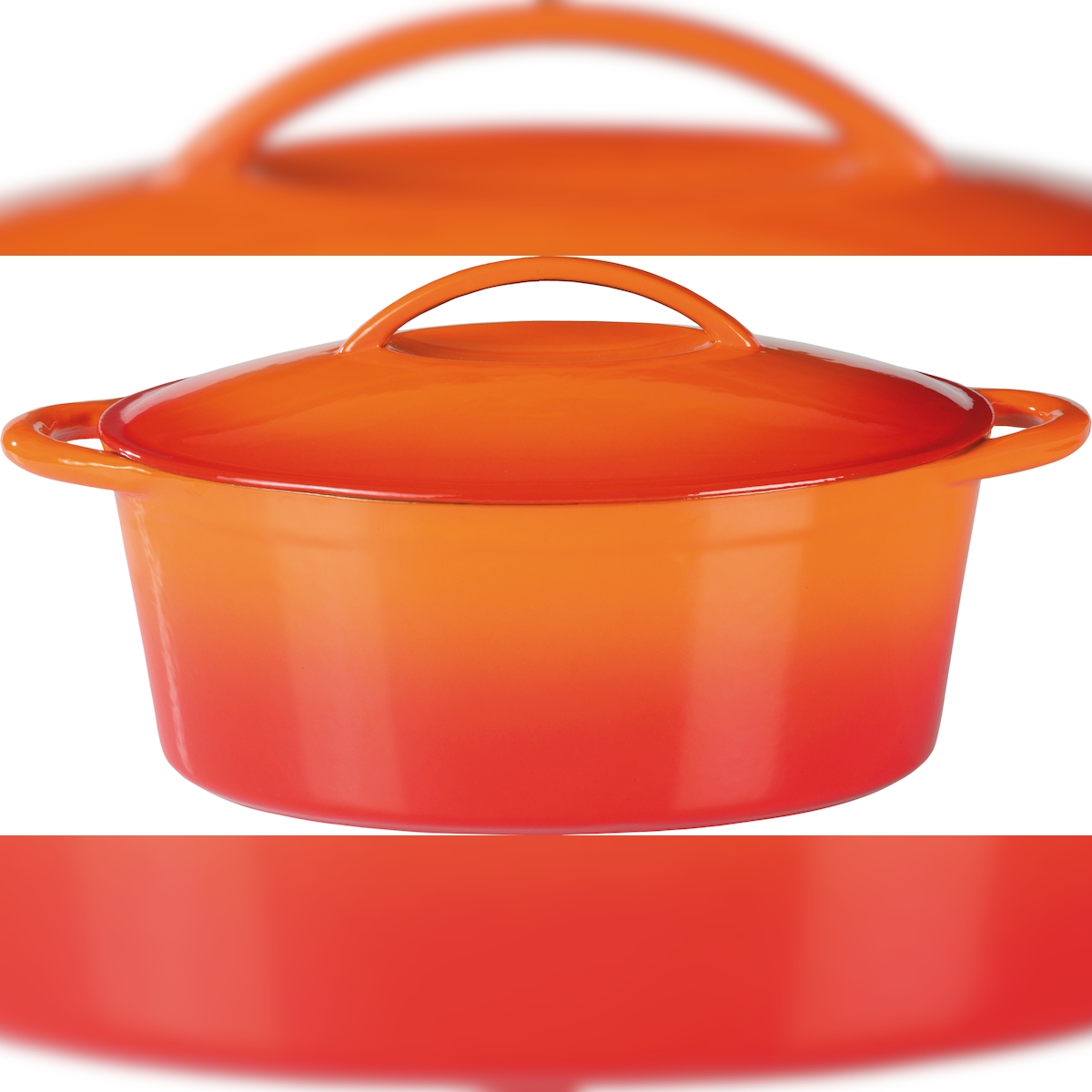 GSW Gusseisen Ovaler Bräter Orange Shadow 33 x 25 x 13cm, induktionsgeeignet, backofengeeignet bis 240°C Image