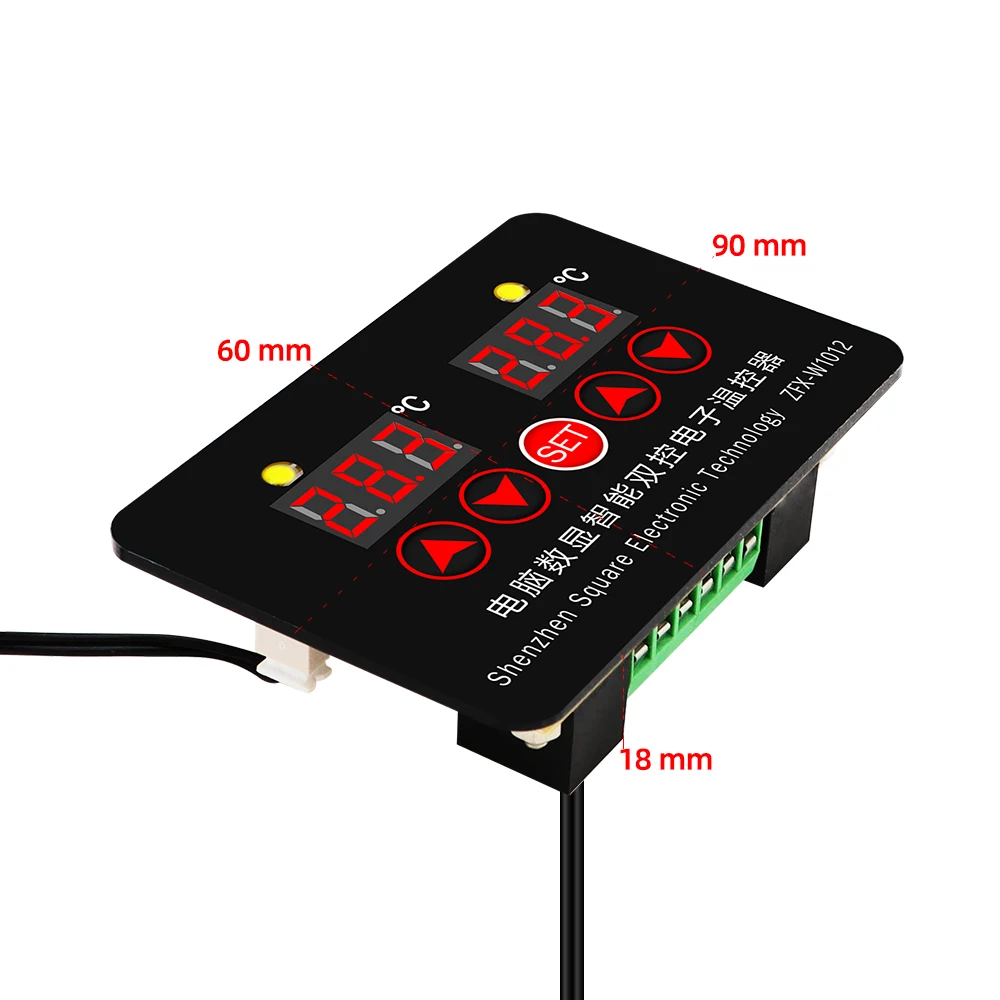ZFX-W1012 Digitaler Thermostat-Sensor, Inkubator-Temperaturregler, 220 V, 12 V, 24 V, zwei Relaisausgänge, Temperaturregler, 10 A, heißes Kühlen Image