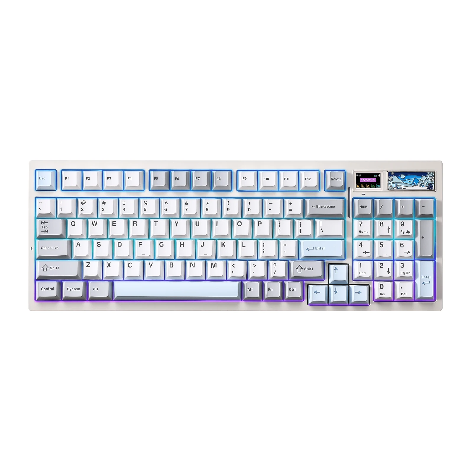 YUNZII IF99 Weiße kabellose mechanische Gaming-Tastatur mit intelligentem LCD-Display, QMK/VIA Custom Gasket Hot Swap RGB 96 % Tastatur Image