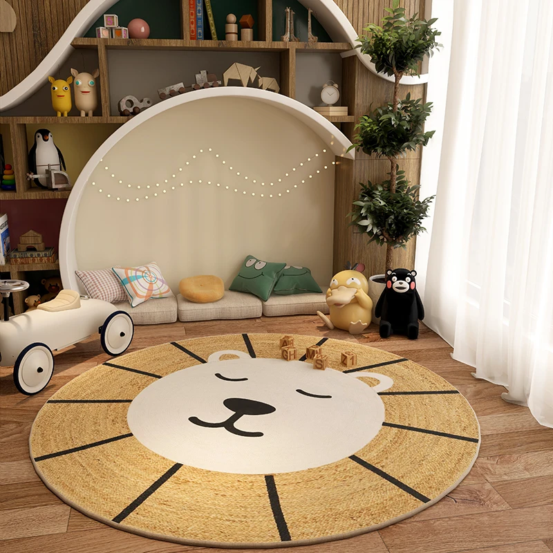 Nordische Art Lounge Teppich Cartoon runde Teppiche für Schlafzimmer flauschige weiche Nachttisch matte dicke Plüsch Wohnzimmer Dekoration Tier Teppich Image