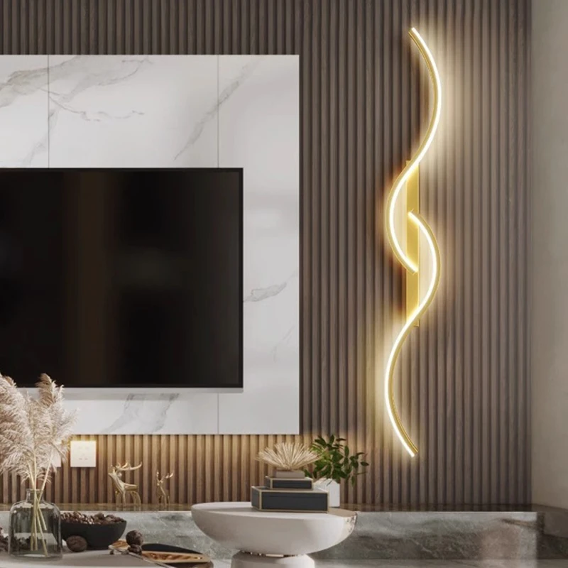 Moderne LED Wandleuchte Streifen Aluminium Wandleuchte 60/80/100 CM Für Schlafzimmer Nacht Wohnzimmer Hintergrund Dekor Leuchten Image