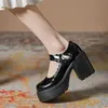 Lolita Schuhe Frauen Japanische Runde Kappe Mary Jane Schuhe Frauen Vintage Mädchen Studenten JK Uniform High Heel Plattform Schuhe