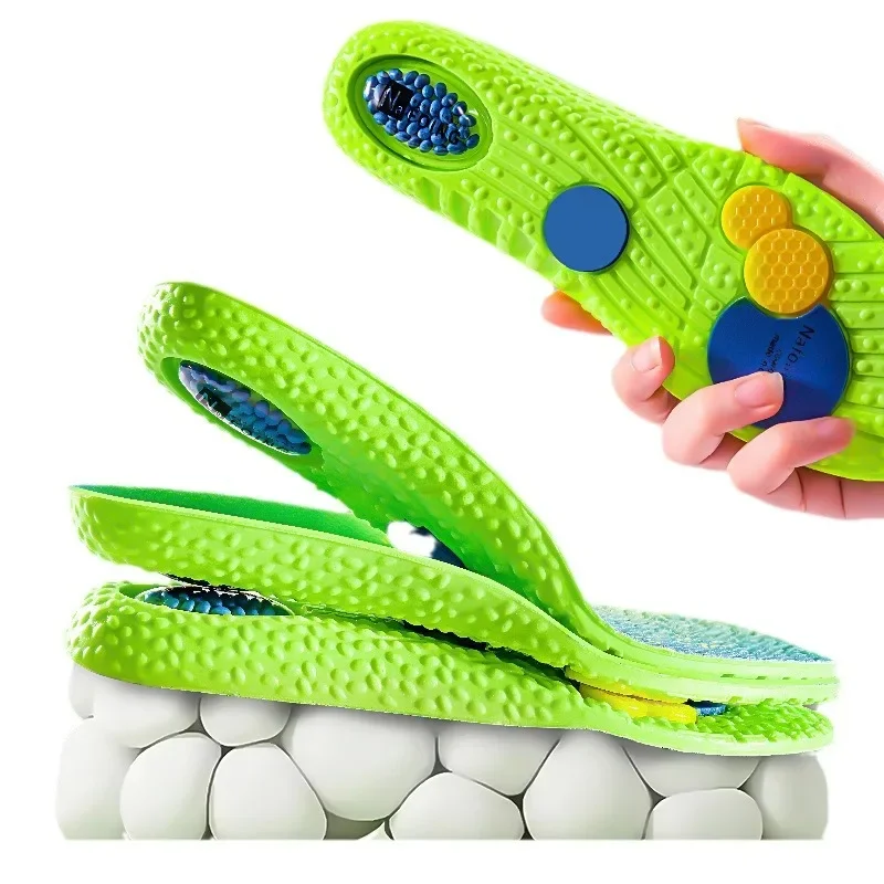 Neue weiche und bequeme Sohle zur Fußgewölbeunterstützung, PU-Luftpolster-Sport-Einlegesohle, elastische Stoßdämpfungs-Einlegesohle für Herren und Damen Image