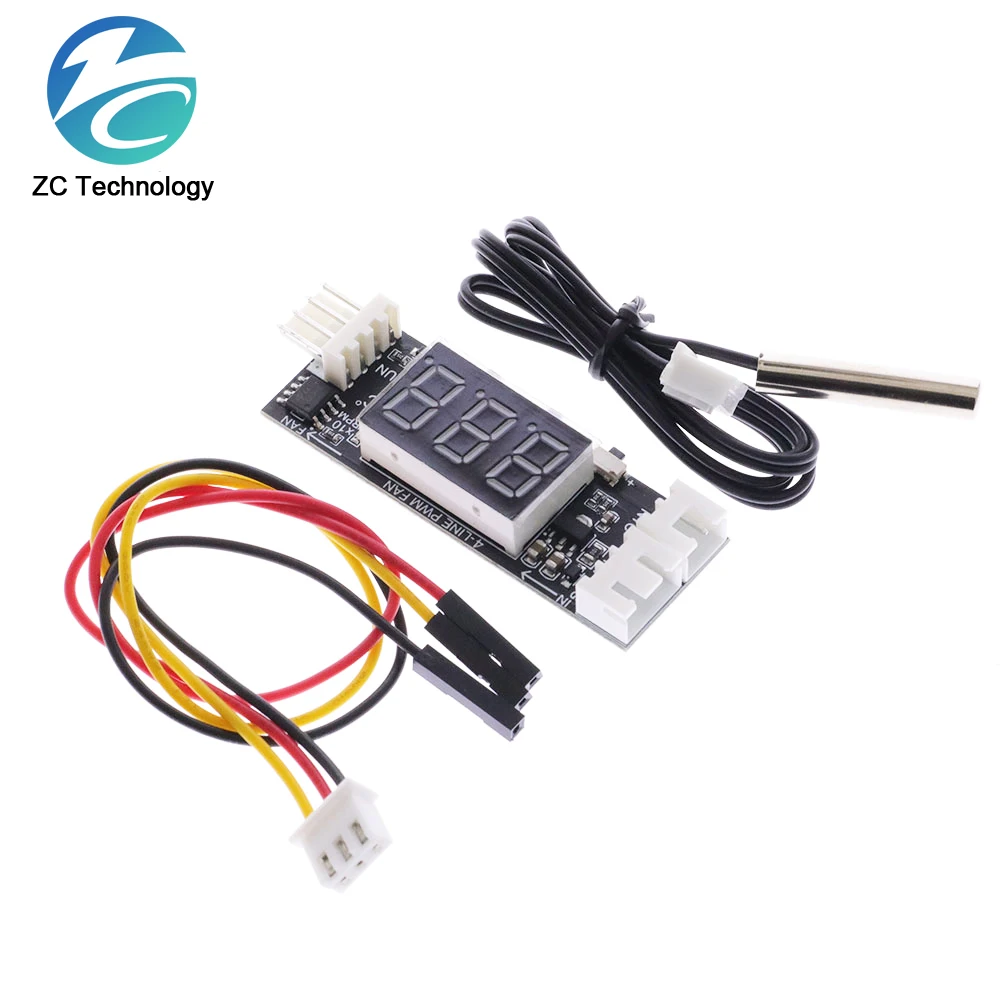 DC 12V 4-Draht PWM Lüfter Temperatur regler Regler Temperatur drehzahl Digital anzeige Unterstützung 3a Lüfter Ein/Aus-Steuerung Image