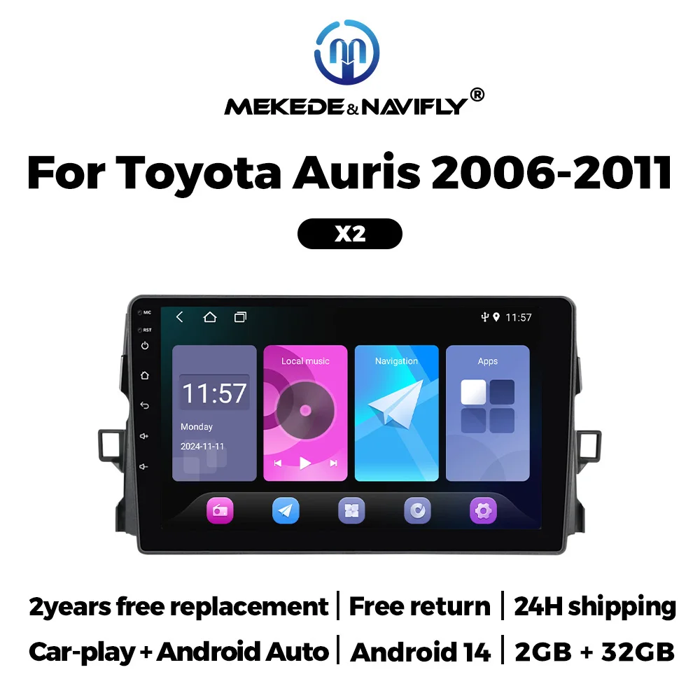 Android 14 ips touchscreen autoradio für toyota auris e150 2006 2007 2008 2009 2010 2011 2012 auto play auto 2din multimedia gps Android 13 Automatisches Intelligentes System Automatischer Bildschirm Image