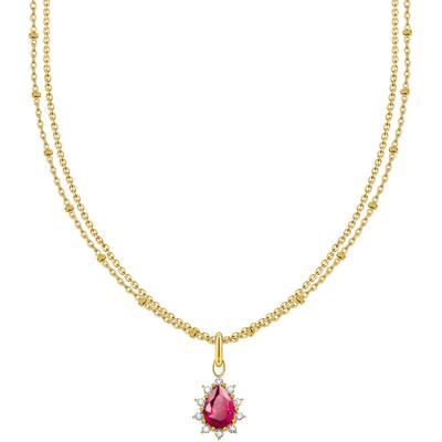 Kette mit Anhänger THOMAS SABO "Vintage Romance, KE2294-995-10-L45V" Gr. 45, bunt (gelbgoldfarben, rot, weiß), Halsketten, Damen, 45, Silber 925 (Sterlingsilber), B: 8,7mm, mit Saphir (synth.), Zirkonia (synth.), B:8,7mm Image