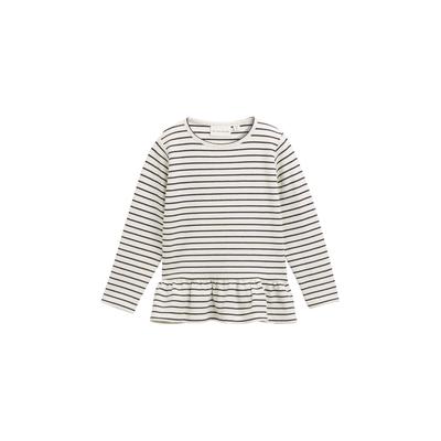 Sweatshirt TOM TAILOR, Mädchen, Gr. 116, sanftes weiß, navy, Obermaterial: 58% Baumwolle, 40% Polyester, 2% Elasthan, gestreift, regular fit, Rundhals, Langarm abgesteppt, Sweatshirts, mit Volants Image