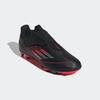 Fußballschuh ADIDAS PERFORMANCE "F50 CLUB HOOK-AND-LOOP KIDS FG/MG", Gr. 34, core schwarz, iron metallic, lucid rot, Synthetik, sportlich, Schuhe