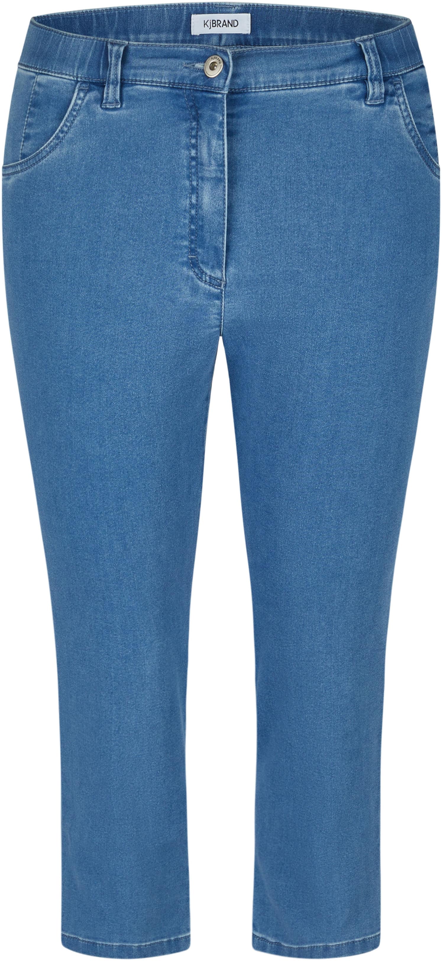 7/8-Hose KJBRAND "Betty", Damen, Gr. 42K21, K-Gr, blau (denim bleached), Denim/Jeans, Obermaterial: 71% Baumwolle, 25% Polyester, 4% Elasthan, regular fit 7/8-Länge, Hosen 7/8-Hose, in großen Größen