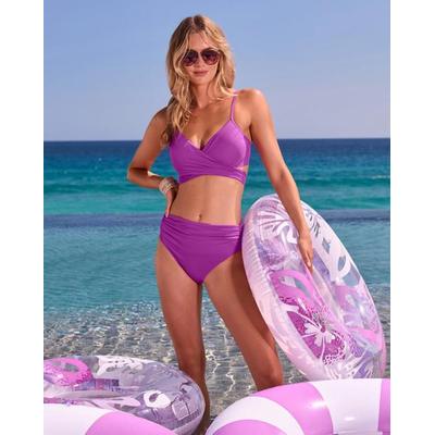 Carmen Marc Valvo - Purple Cactus Flower - Swim Sense Underwire Wrap Bikini Top - XL