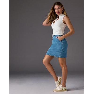 Boston Proper - Light Med Wash Blue - Pull on Denim Skort - 16