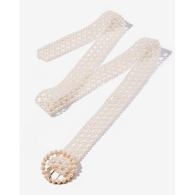 Boston Proper - White - All-Over Pearl Buckle Belt - Large/XL