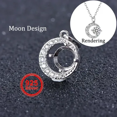 5-9mm Adjustable Pendant Mounting, S925 Sterling Silver Pendant Base, Women's Delicate Moon Design