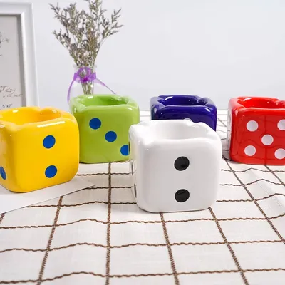 Ceramic Ashtray with Vibrant Dice-like Appearance, An Eye-catching and Unique Addition To Any Space