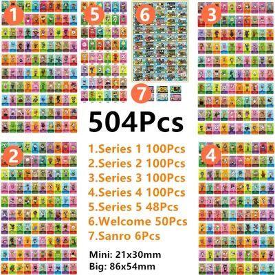 504pcs Complete Pack ACNH Series 1+2+3+4+5+Welcome50pcs +San6pcs Animal Croxxing NFC Cards Work For
