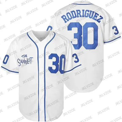 The Sandlot Rodriguez 30 Baseball Jersey Men Oversized Breathable Casual Button Sport Short Sleeve