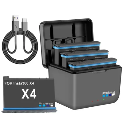 For Insta360 X4 2600mAh Battery+Charger Portable Fast Charging Case and Misro SD Card Slots For