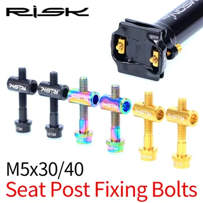 RISK 2pcs M5*30mm M5x40mm Titanium Alloy Bicycle Seat Post Bolts MTB Mountain Road Bike Nut Washer