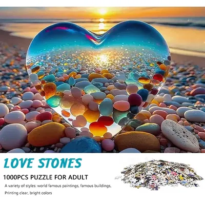 High Quality 70cm*50cm 1000pcs Love Stones Jigsaw Puzzle Adult Stress Relief Beautiful Landscape