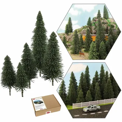 Evemodel 5cm-12.5cm Model Pine Trees Deep Green Pines For HO O N Z Scale Model Railway Layout Mini