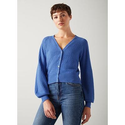 Penelope Blue Textured Knit Cardigan, Wedgewood